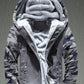 Man Casual Fleeced Hoodie Color-block Coats