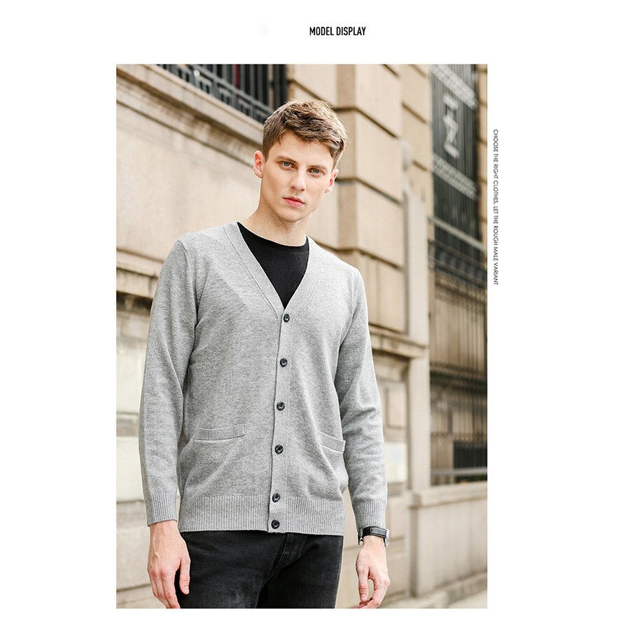 Men's Casual Knitted Cardigan Top Black 2XL