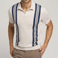 Men's striped color-block short-sleeved sweater T-shirt Beige S