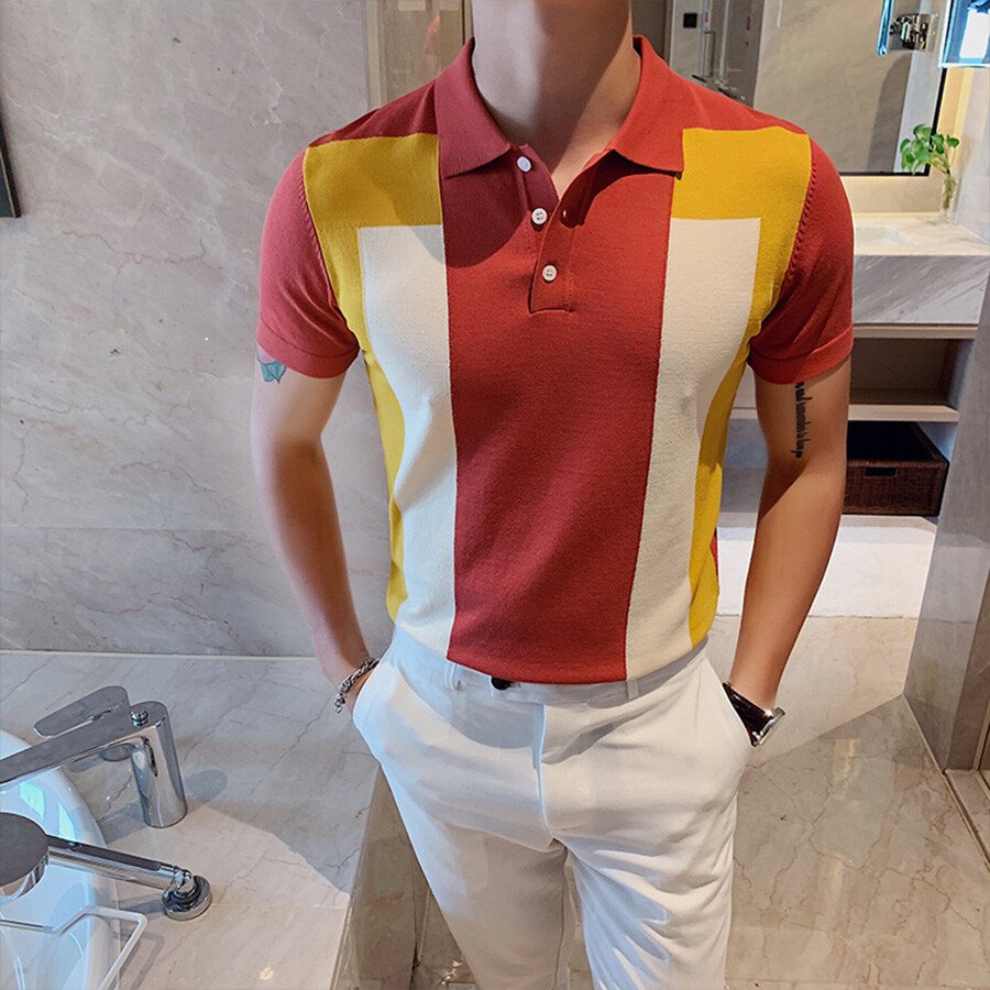 Men's Colorblock Short Sleeve Knit T-Shirt Black L