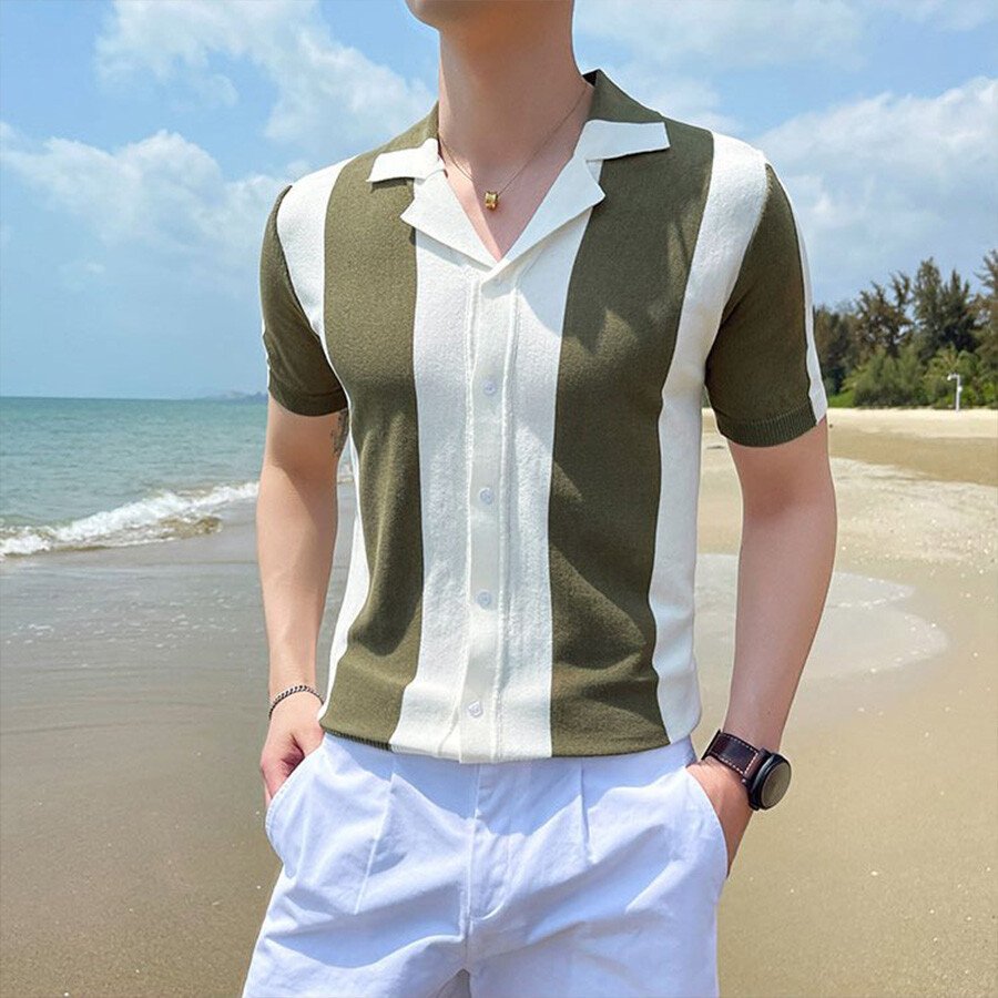 Men's Colorblock Short Sleeve Knit T-Shirt Black L