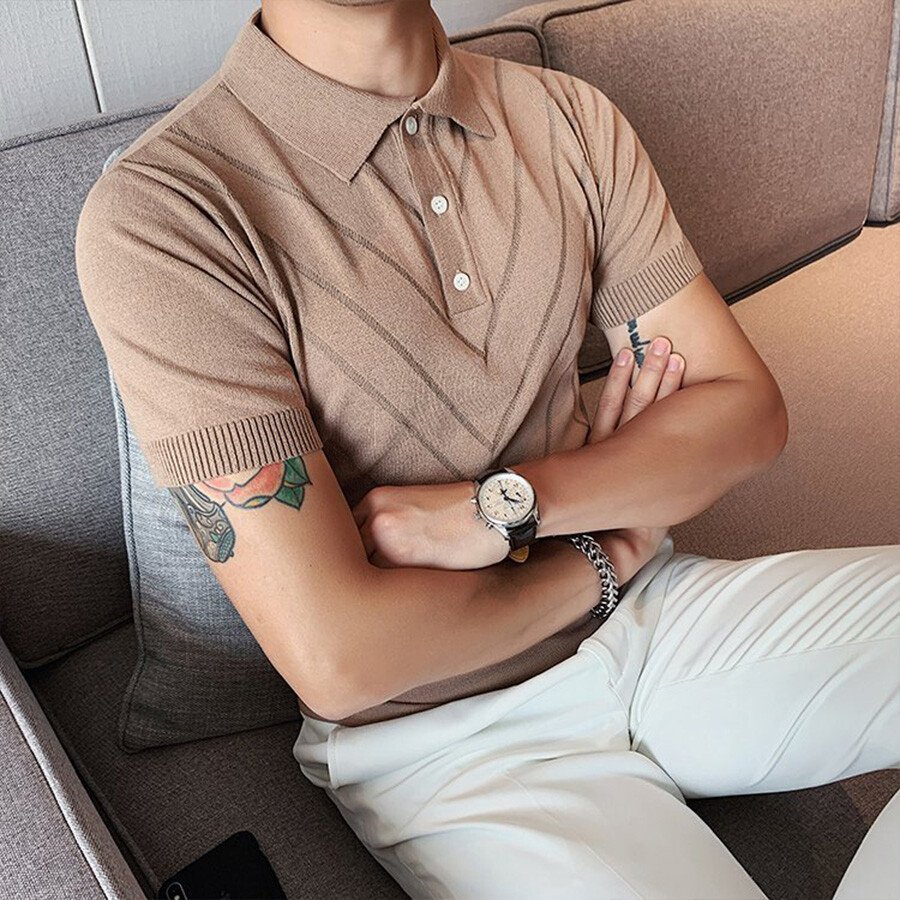 Men's Solid Color Short-Sleeved Sweater T-Shirt White M
