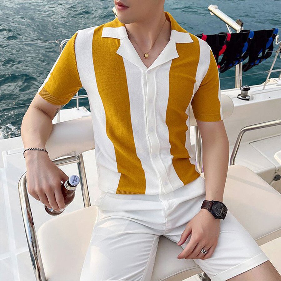 Men's Colorblock Short Sleeve Knit T-Shirt Black 3XL