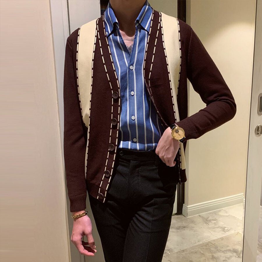 Men's Casual Knitted Cardigan Top As shown L