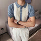Men's Colorblock Short Sleeve Knit T-Shirt Blue L