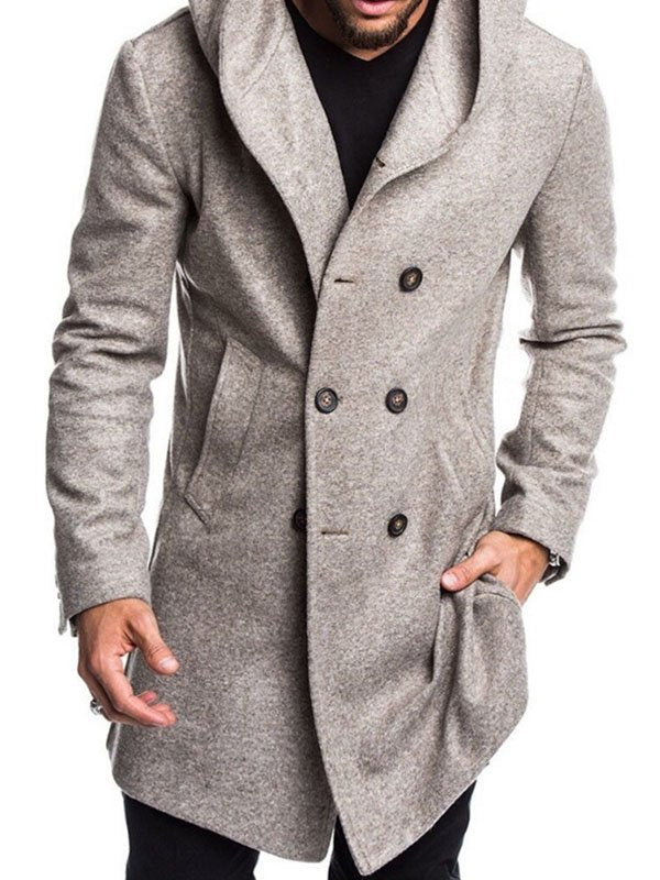 Men's Hooded Woolen Coat