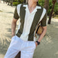 Men's Colorblock Short Sleeve Knit T-Shirt Green 2XL