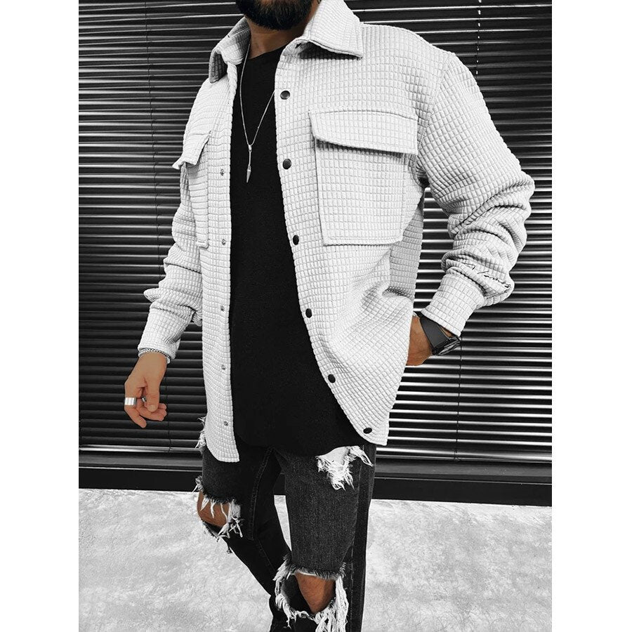 Men's Casual Warm Long Sleeve Coat White L