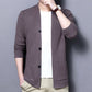 Men's Casual Knitted Cardigan Top Black 2XL