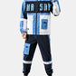 Mens Colorblock Patchwork Letter Print Street Hooded Jacket Two Pieces Outfits