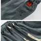 Mens Plain Casual Cotton And Linen Cropped Trousers