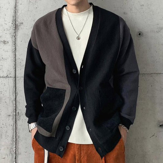 Men's Casual Knitted Cardigan Top Black M