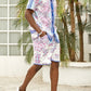 Mens Pink Baroque Print Vintage Revere Collar Two Pieces Outfits