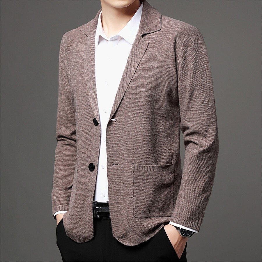 Men's Casual Knitted Cardigan Top Black 3XL