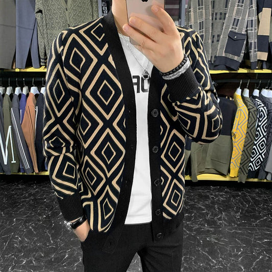 Men's Casual Knitted Cardigan Top White M