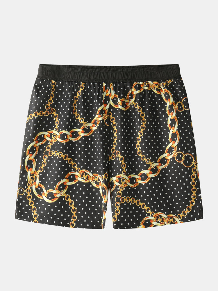 Mens Polka Dot Chain Baroque Print Short Sleeve Two Piece Outfits