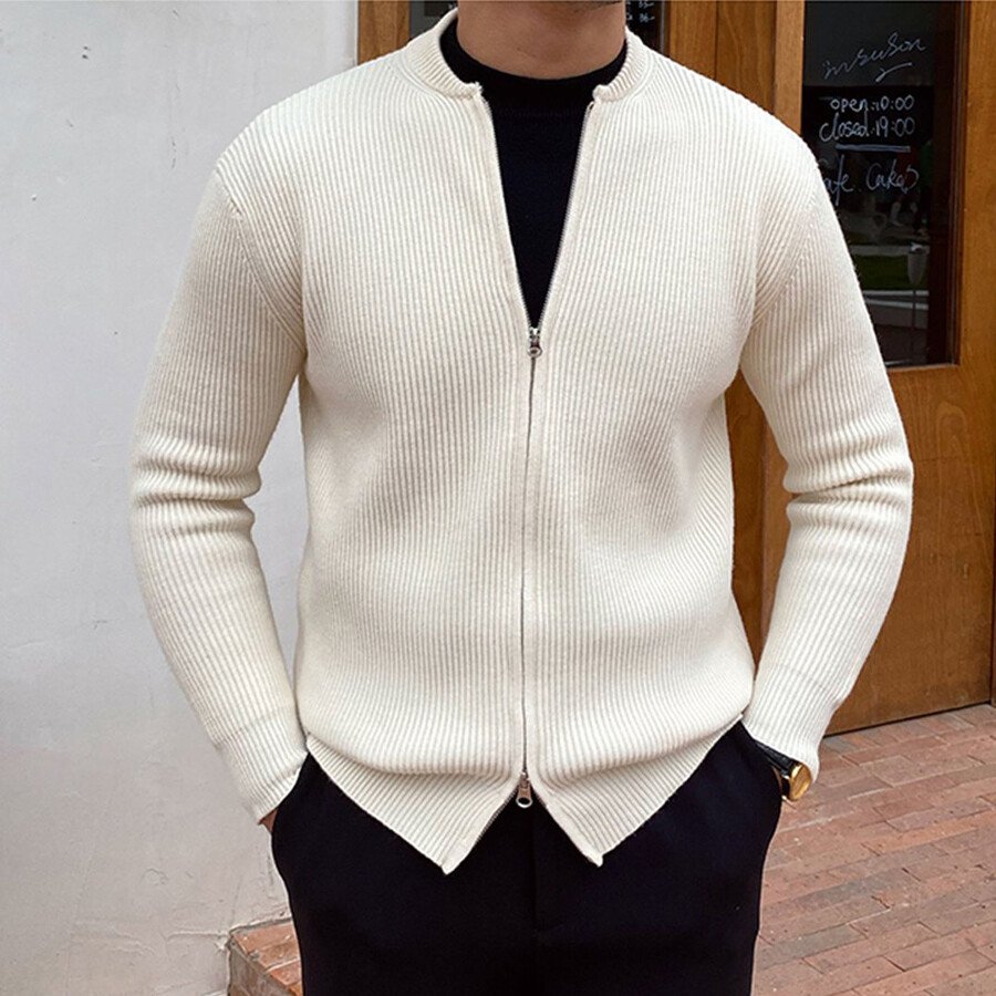 Men's Casual Knitted Cardigan Top White M