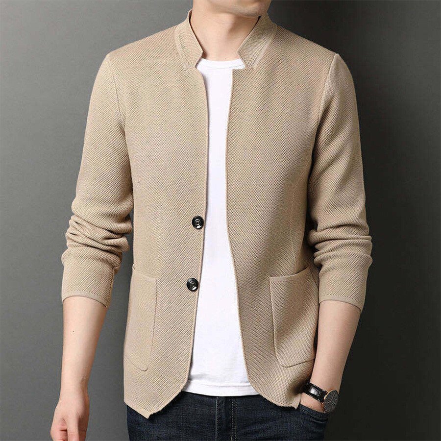 Men's Casual Knitted Cardigan Top Black XL