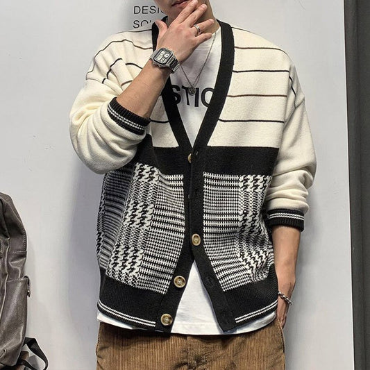 Men's Casual Knitted Cardigan Top White M