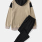 Mens Script Embroidered Two Tone Patchwork Hoodie Preppy Two Pieces Outfits