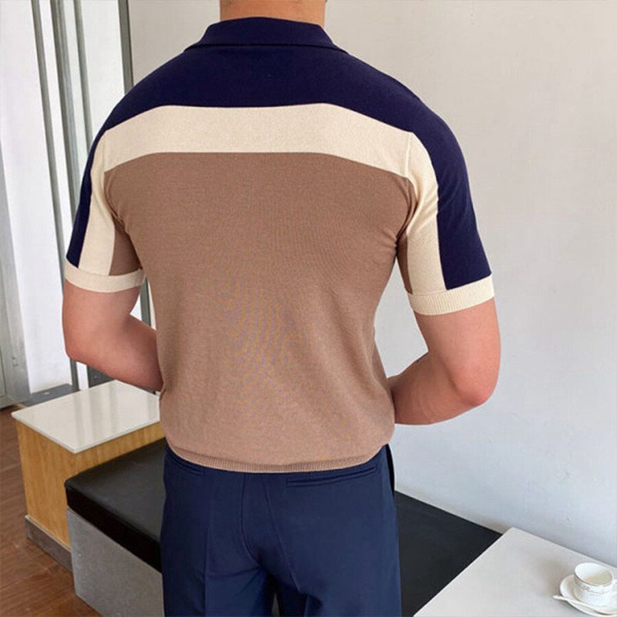 Men's Colorblock Short Sleeve Knit T-Shirt Khaki L