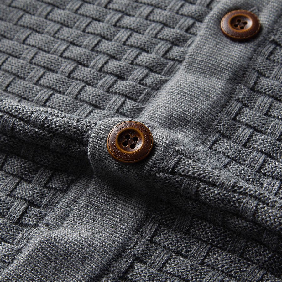 Men's  Cardigan Long Sleeve Sweater Khaki S