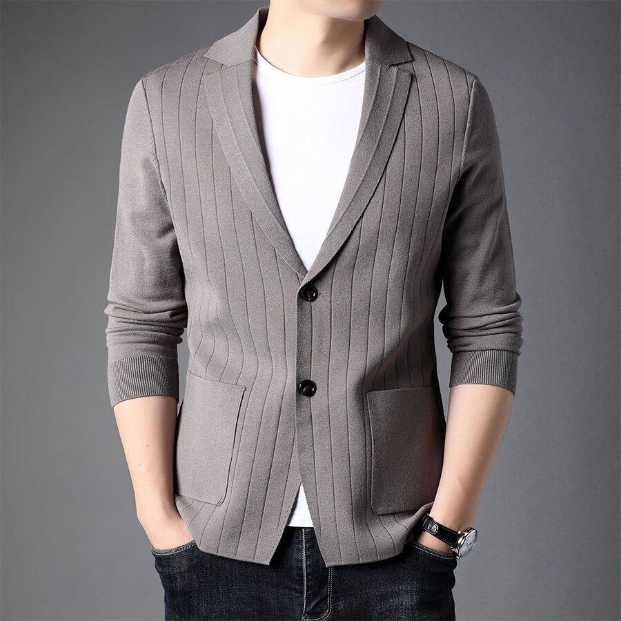 Men's Casual Knitted Cardigan Top Black L