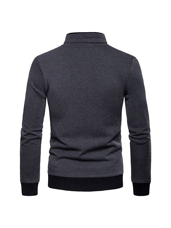 Men's Casual Stand-Collar Multi-Pocket Zipper Cardigan Top