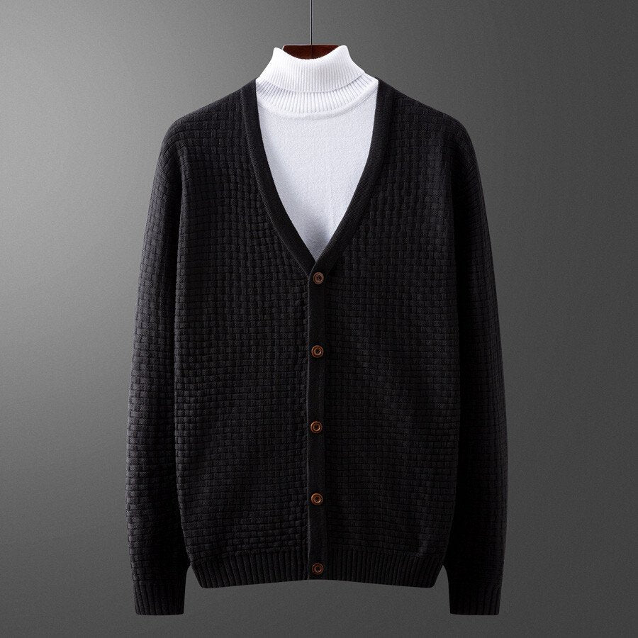 Men's  Cardigan Long Sleeve Sweater Black S