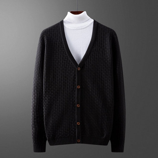 Men's  Cardigan Long Sleeve Sweater Black S