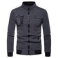 Men's Casual Stand-Collar Multi-Pocket Zipper Cardigan Top