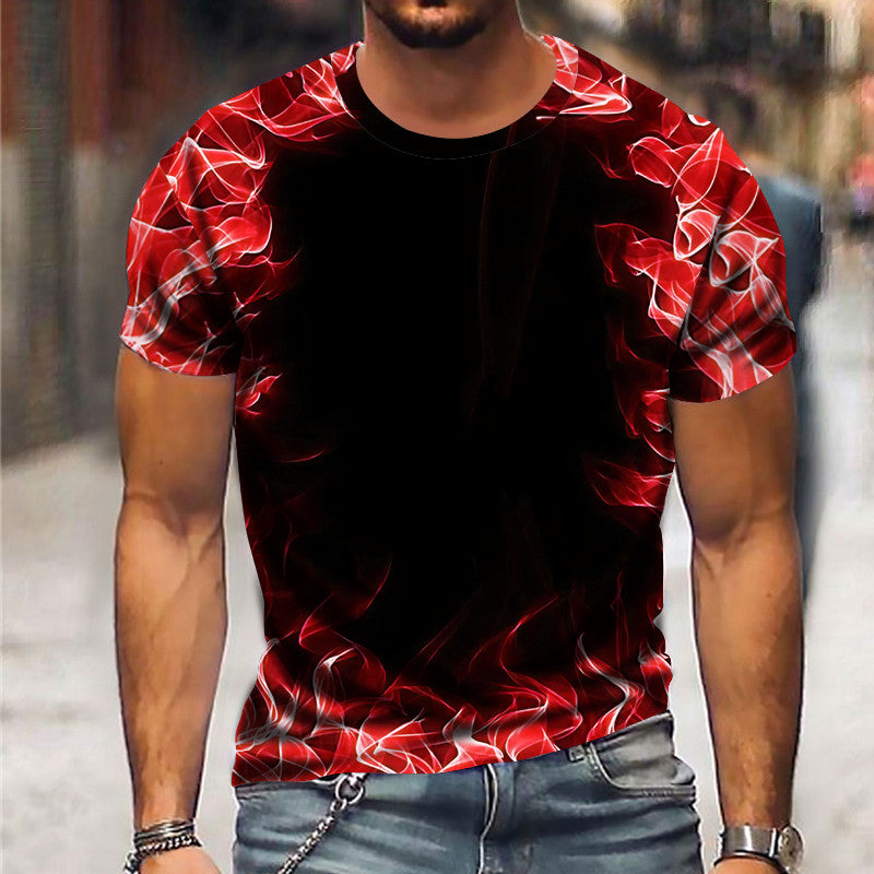 Men's 3D Abstract Print T-Shirt Blue L