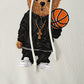 Mens 100% Cotton Cartoon Bear Print Kangaroo Pocket Hoodies