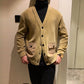 Men's Casual Knitted Cardigan Top Khaki M