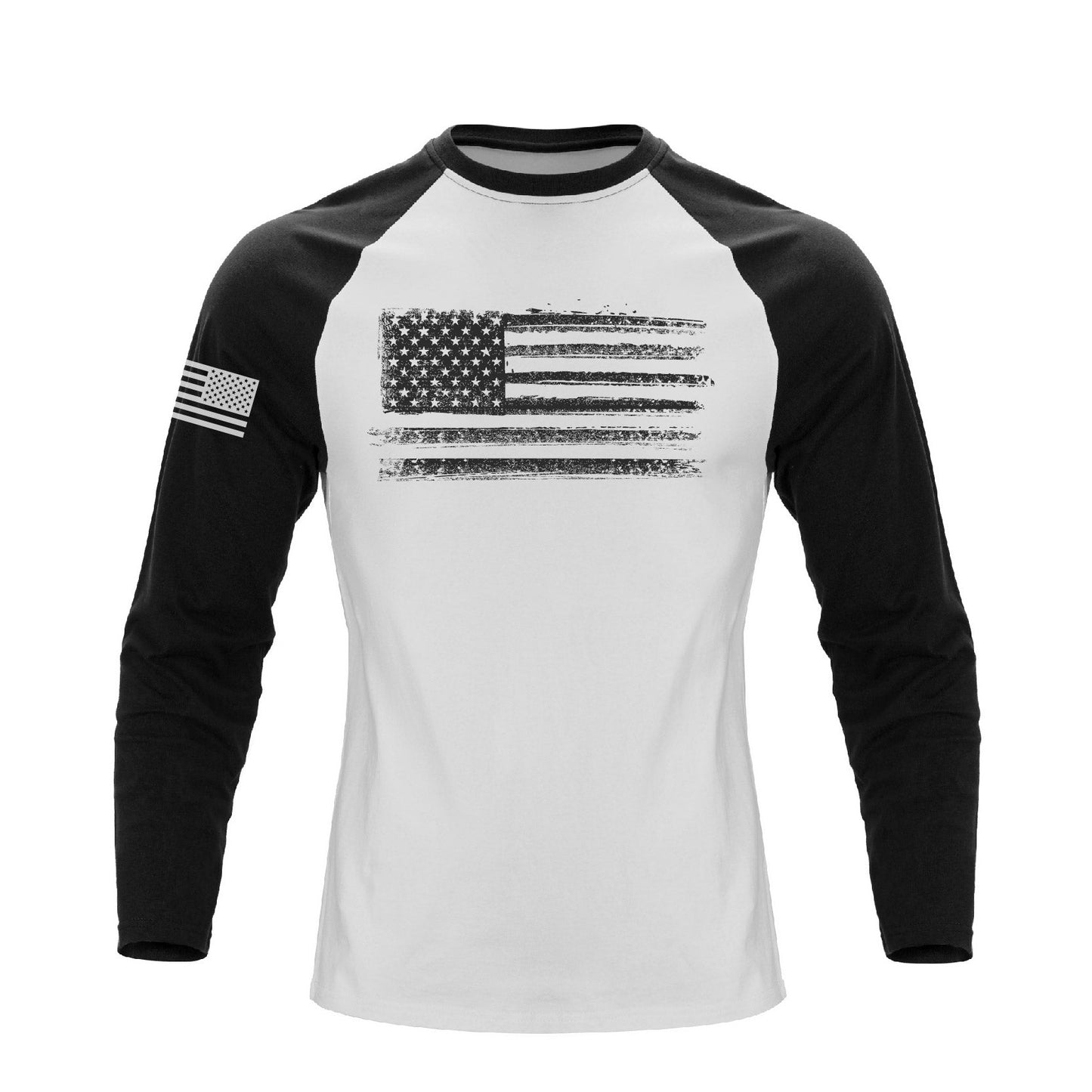 Men's Patriotic American Flag Raglan Sleeve Long Sleeve T-shirts