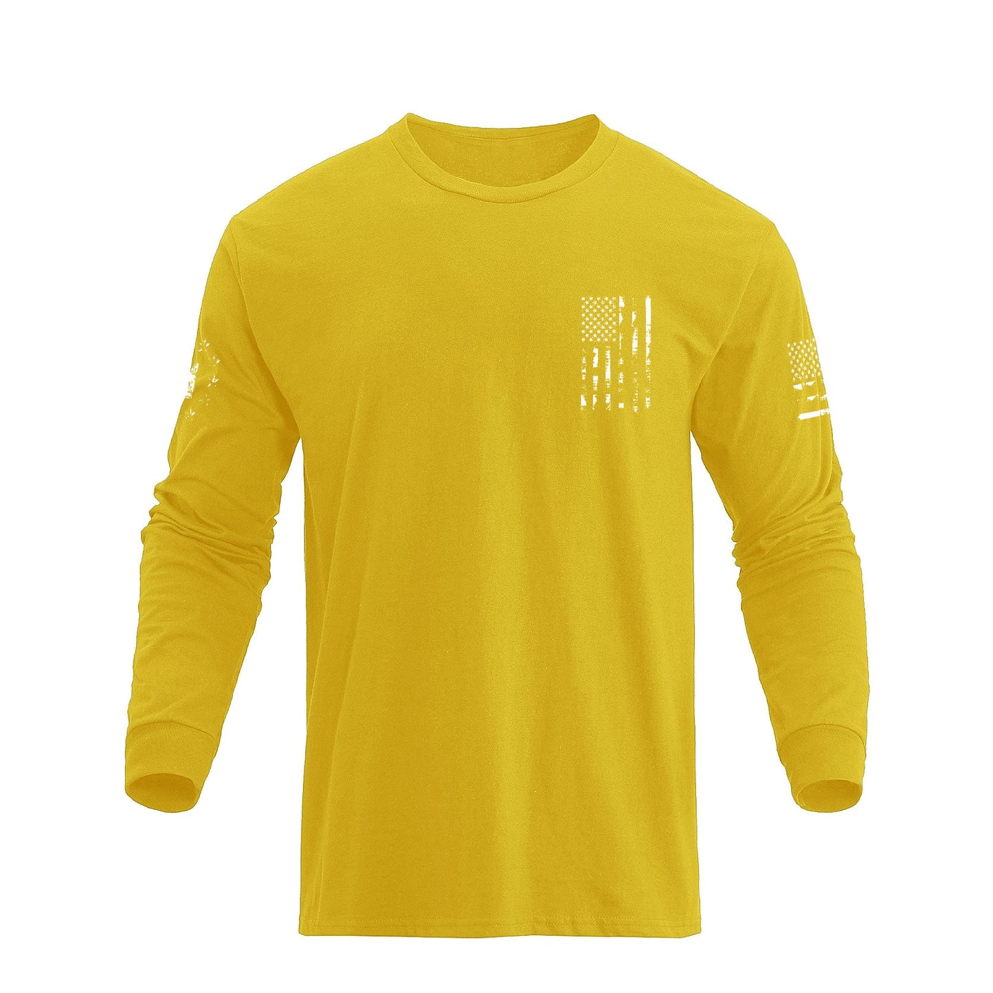 Men's 100% Cotton American Flag Cross Overlay Long Sleeve T-Shirt