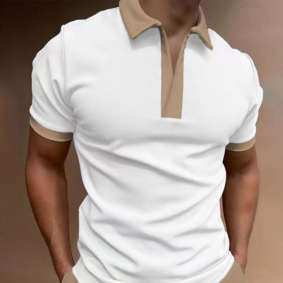 Men's Casual Short Sleeve T-Shirt POLO Shirt White M