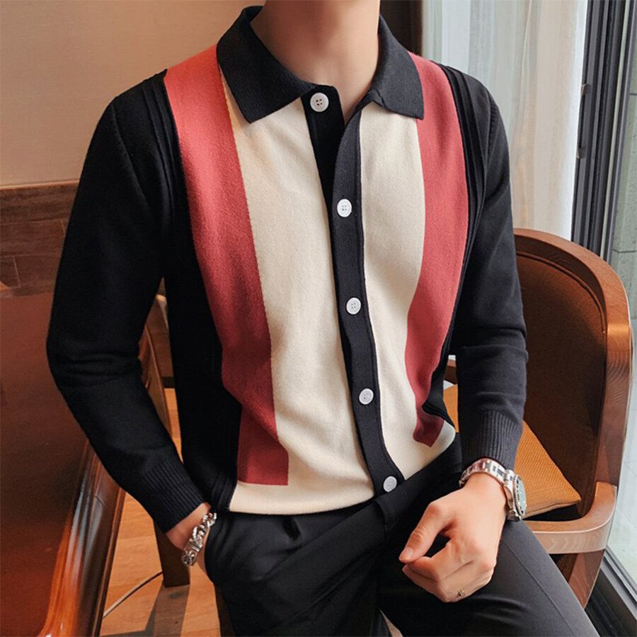 Men's Casual Knitted Cardigan Top As shown M