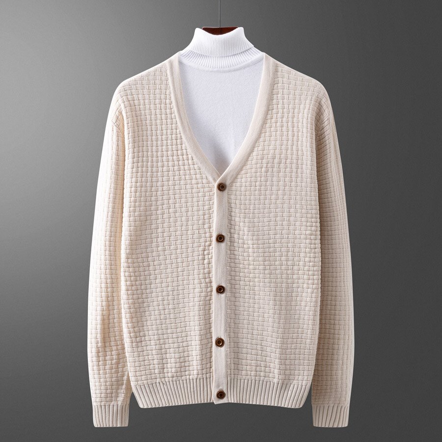Men's  Cardigan Long Sleeve Sweater Black L