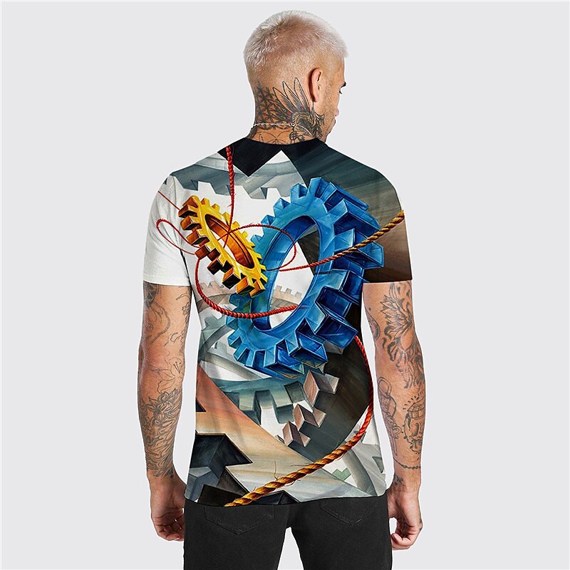 Men's Unisex T shirt 3D Print Graphic Prints Machine Crew Neck Street  Blue XXXL
