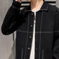 Men's Casual Knitted Cardigan Top Black L