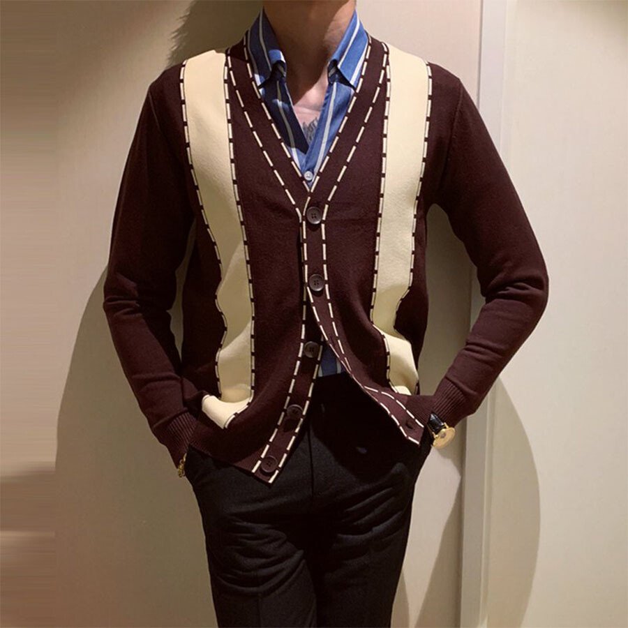 Men's Casual Knitted Cardigan Top As shown M