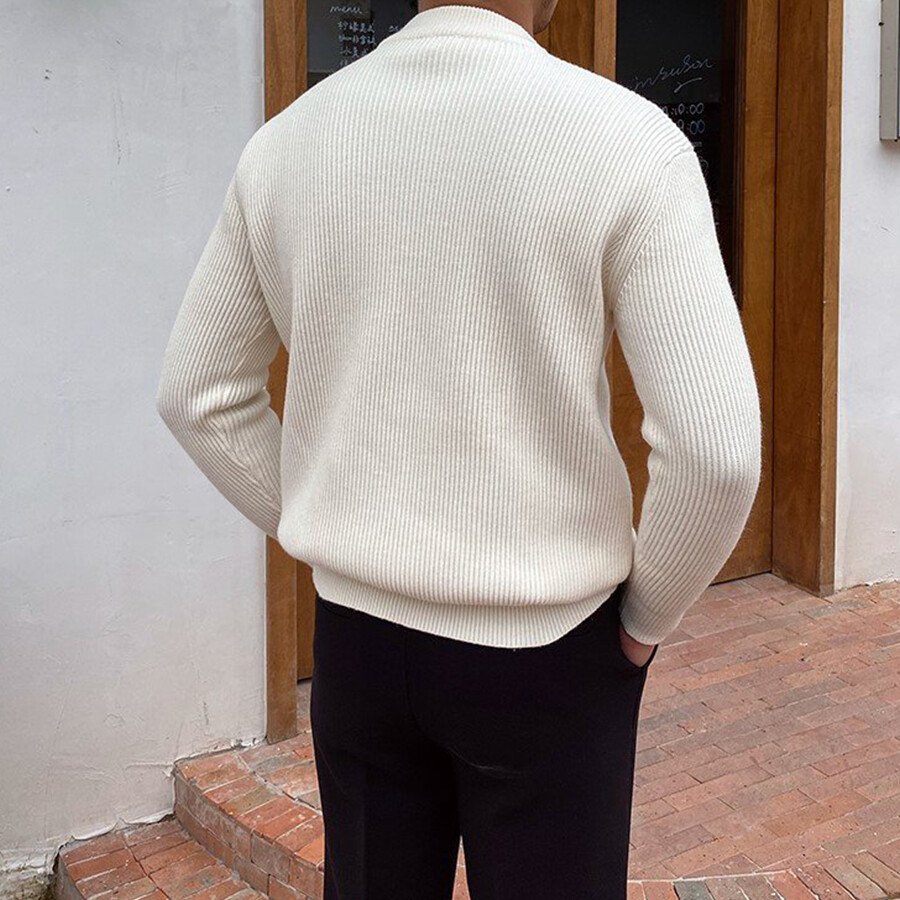 Men's Casual Knitted Cardigan Top White XL