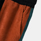 Mens Corduroy Color Block Stitching Half Zip Hoodie Two Pieces Outfits
