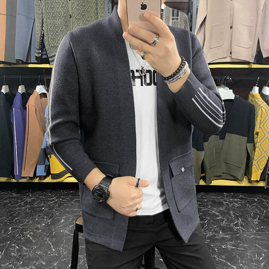 Men's Casual Knitted Cardigan Top Black M