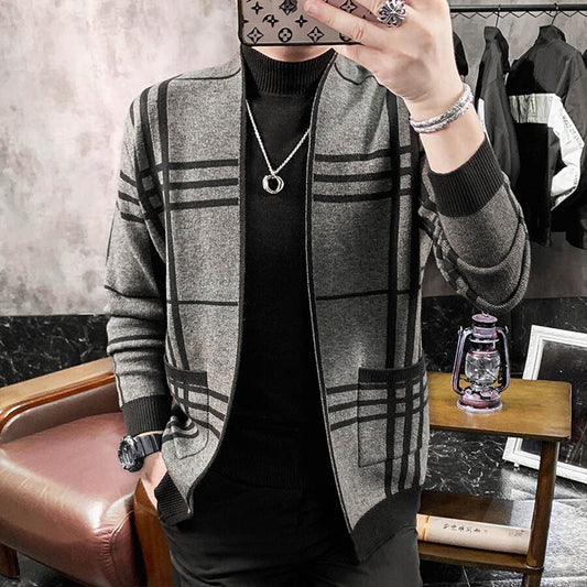 Men's Casual Knitted Cardigan Top Grey M