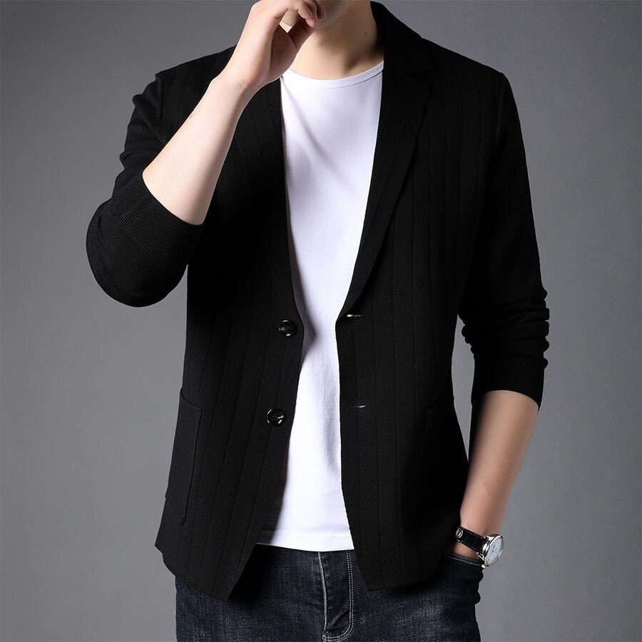 Men's Casual Knitted Cardigan Top Grey M