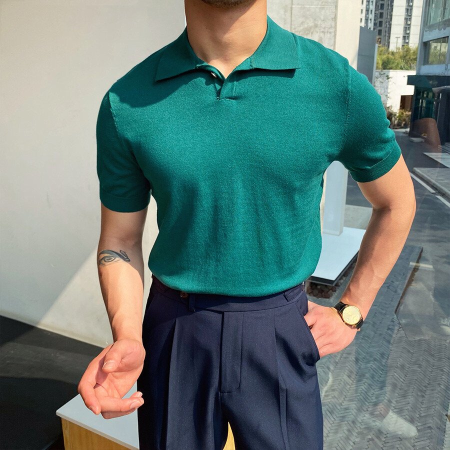 Men's Casual Short Sleeve Knit T-Shirt White L