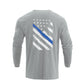 Men's 100% Cotton Blue Line American Flag Graphic Round Neck Long Sleeve T-Shirts