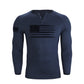 Men's American Flag Regular Fit 1/4 Button V-neck Long Sleeve T-shirts